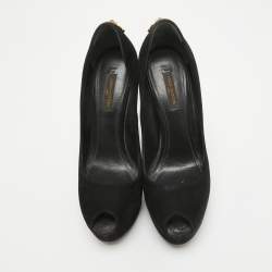 Louis Vuitton Black Suede Oh Really! Peep Toe Pumps Size 36