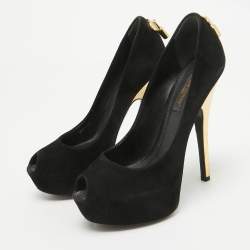 Louis Vuitton Black Suede Oh Really! Peep Toe Pumps Size 36