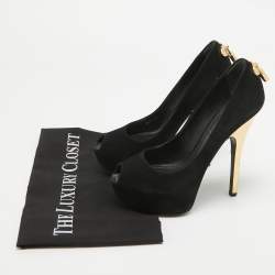 Louis Vuitton Black Suede Oh Really! Peep Toe Pumps Size 36