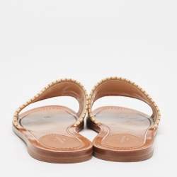 Louis Vuitton Brown/Beige Raffia Lock It Slides Size 38 