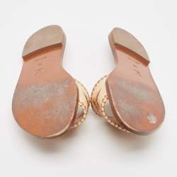 Louis Vuitton Brown/Beige Raffia Lock It Slides Size 38 