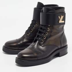 Louis Vuitton Two Tone Leather Wonderland Flat Ranger Boots Size 37