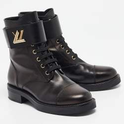 Louis Vuitton Two Tone Leather Wonderland Flat Ranger Boots Size 37