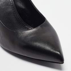 Pre Owned Louis Vuitton Black/Brown Monogram Canvas and Leather Pointed Toe Pumps 38.5