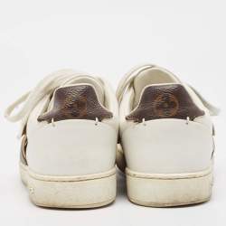 Louis Vuitton White/Brown Monogram Canvas and Leather Frontrow Sneakers Size 36