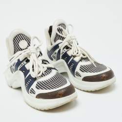 Louis Vuitton White/Brown Monogram Nylon and Leather Archlight Sneakers Size 38.5