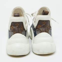 Louis Vuitton White/Brown Monogram Nylon and Leather Archlight Sneakers Size 38.5