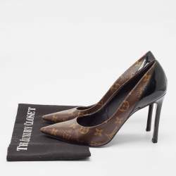 Louis Vuitton Brown Monogram Canvas and Patent Leather Chérie Pumps Size 39