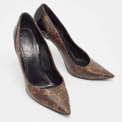 Louis Vuitton Brown Monogram Canvas and Patent Leather Chérie Pumps Size 39