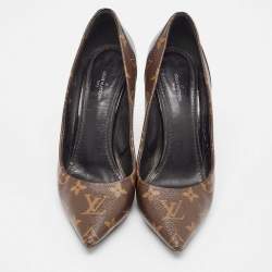 Louis Vuitton Brown Monogram Canvas and Patent Leather Chérie Pumps Size 39