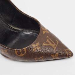 Louis Vuitton Brown Monogram Canvas and Patent Leather Chérie Pumps Size 39