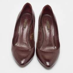 Pre Owned Louis Vuitton Brown Patent Epi Leather Joyce Pumps Size 39