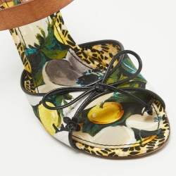 Pre Owned Louis Vuitton Brown Multicolor Leather and Canvas Ankle Strap Sandals Size 39