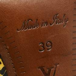 Pre Owned Louis Vuitton Brown Multicolor Leather and Canvas Ankle Strap Sandals Size 39