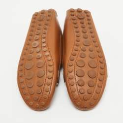 Pre Owned Louis Vuitton Brown Leather Dauphine Slip On Loafers Size 35