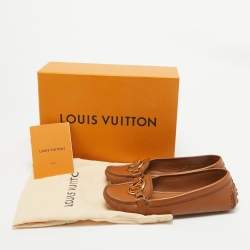 Pre Owned Louis Vuitton Brown Leather Dauphine Slip On Loafers Size 35