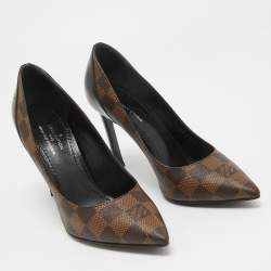 Louis Vuitton Brown Coated Canvas and Leather Chérie Pointed Toe Pumps 35