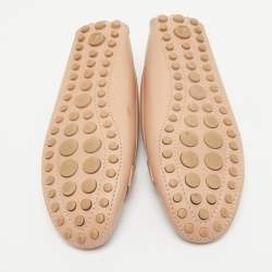 Pre Owned Louis Vuitton Pink Leather Dauphine Loafers Size 37