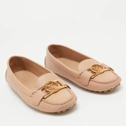 Pre Owned Louis Vuitton Pink Leather Dauphine Loafers Size 37