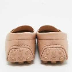 Pre Owned Louis Vuitton Pink Leather Dauphine Loafers Size 37