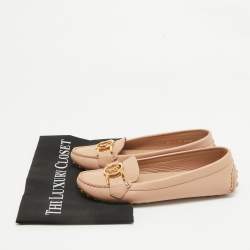 Pre Owned Louis Vuitton Pink Leather Dauphine Loafers Size 37