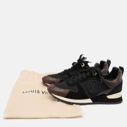 Louis Vuitton Black/Brown Mesh and Monogram Canvas Run Away Sneakers Size 38.5