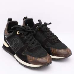 Louis Vuitton Black/Brown Mesh and Monogram Canvas Run Away Sneakers Size 38.5