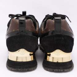 Louis Vuitton Black/Brown Mesh and Monogram Canvas Run Away Sneakers Size 38.5