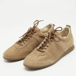 Louis Vuitton Brown Suede Low Top Sneakers Size 38
