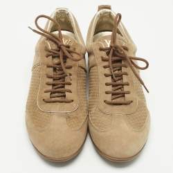 Louis Vuitton Brown Suede Low Top Sneakers Size 38