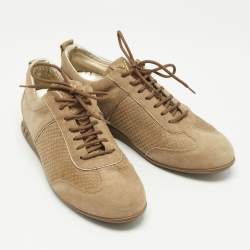 Louis Vuitton Brown Suede Low Top Sneakers Size 38