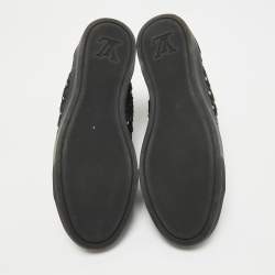 Louis Vuitton Black Suede Cut Out Crystal Embellished High Top Sneakers Size 38.5