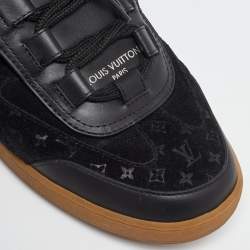 Louis Vuitton Black Monogram Suede and Fur Lous Mule Sneakers Size 39