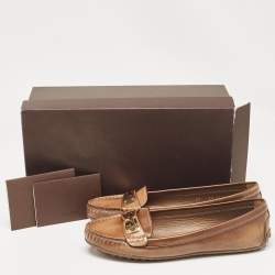 Louis Vuitton Brown Glazed Leather Cluny Loafers Size 39