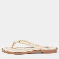 Louis Vuitton Off White Rope Thong Flats Size 38.5