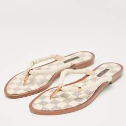 Louis Vuitton Off White Rope Thong Flats Size 38.5