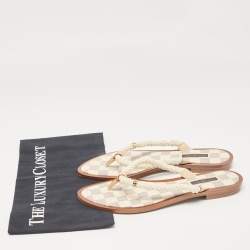 Louis Vuitton Off White Rope Thong Flats Size 38.5