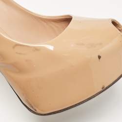 Louis Vuitton Beige Patent Leather Oh Really! Peep Toe Pumps Size 36.5