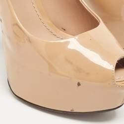 Louis Vuitton Beige Patent Leather Oh Really! Peep Toe Pumps Size 36.5