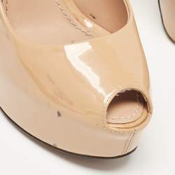 Louis Vuitton Beige Patent Leather Oh Really! Peep Toe Pumps Size 36.5