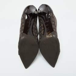 Louis Vuitton Brown Monogram Mini Lin Canvas and Patent Leather Ankle Length Boots 39.5