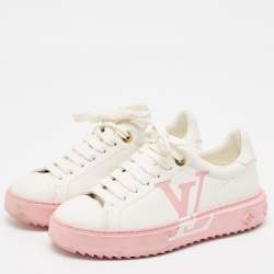 Louis Vuitton White Leather Time Out Lace Up Sneakers Size 36