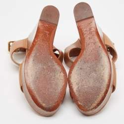 مملوكة مسبقًا Louis Vuitton Brown Leather Vedette Wedge Sandals Size 40