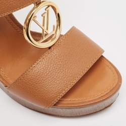 مملوكة مسبقًا Louis Vuitton Brown Leather Vedette Wedge Sandals Size 40