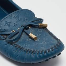 Louis Vuitton Blue Monogram Leather Gloria Loafers Size 36.5