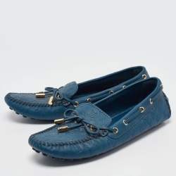 Louis Vuitton Blue Monogram Leather Gloria Loafers Size 36.5