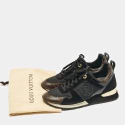Louis Vuitton Black/Brown Monogram Coated Canvas and Mesh Run Away Low Top Sneakers Size 38