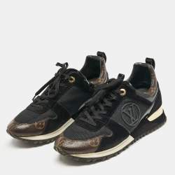 Louis Vuitton Black/Brown Monogram Coated Canvas and Mesh Run Away Low Top Sneakers Size 38