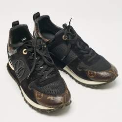 Louis Vuitton Black/Brown Monogram Coated Canvas and Mesh Run Away Low Top Sneakers Size 38