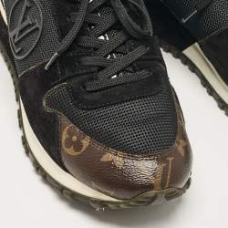Louis Vuitton Black/Brown Monogram Coated Canvas and Mesh Run Away Low Top Sneakers Size 38